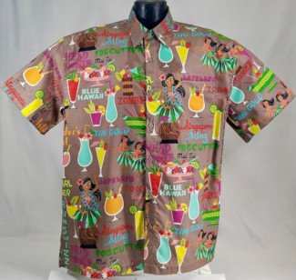 Retro Tiki Drinks Hawaiian Shirt- Made in USA- Cotton